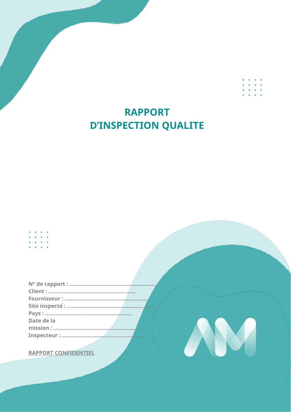 Couverture du rapport d'inspection qualité ANMAIDONG